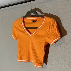 Orange Sport-Style Crop Top